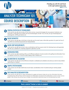 Triad Control Systems Analyzer Technician 101 Course Description